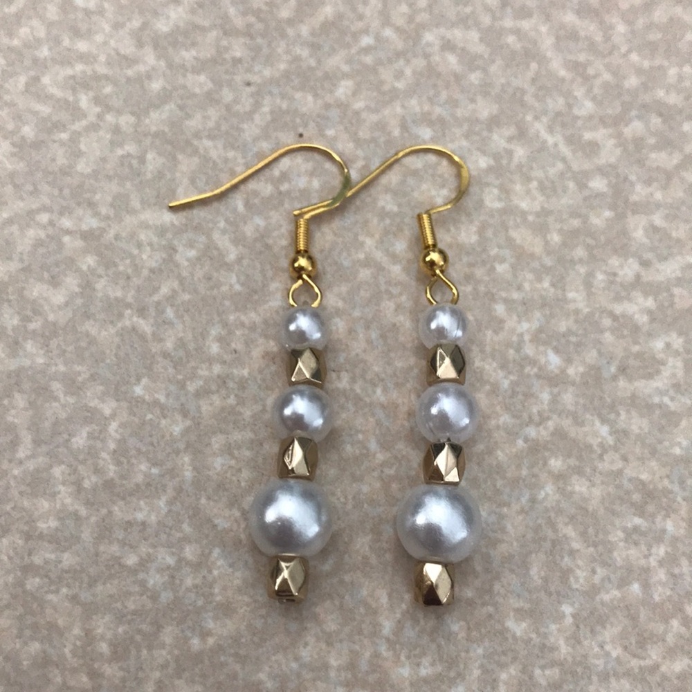Gold small pearl earrings handmade